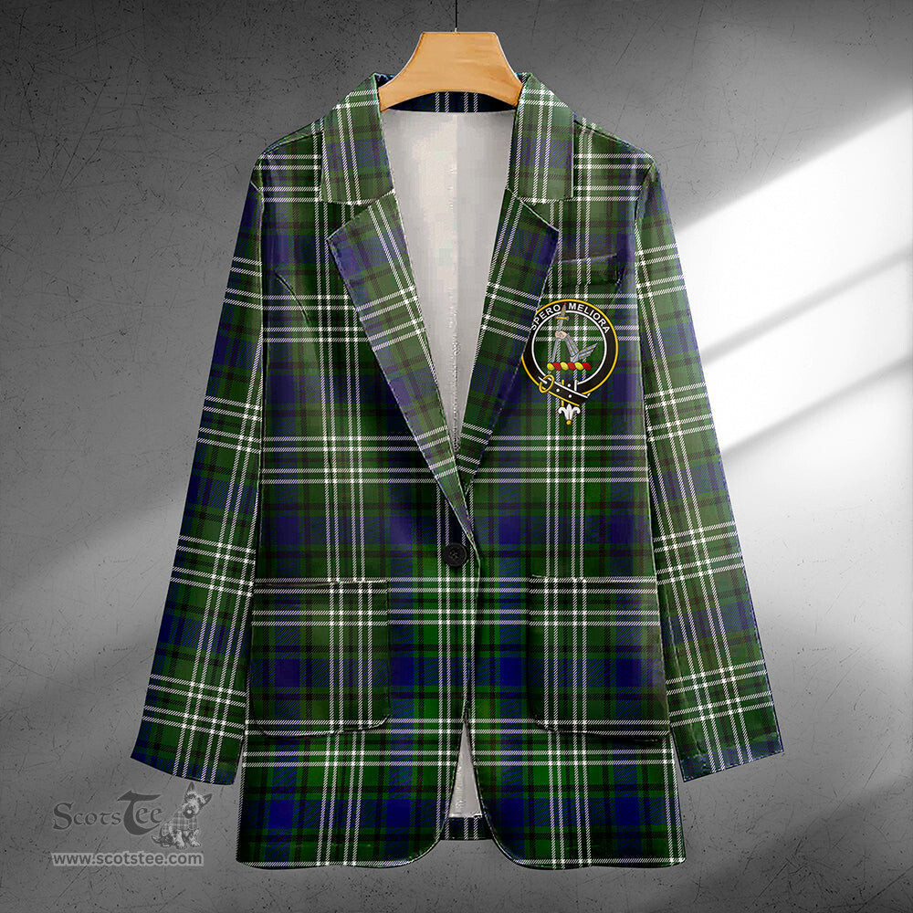 ScotsTee Shop Blyth Clan Crest Casual Tartan Flat Lapel Collar Blazer Tartan Blazer Cotton
