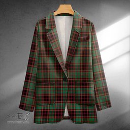 ScotsTee Shop Buchan Ancient Clan Crest Casual Tartan Flat Lapel Collar Blazer Tartan Blazer Cotton