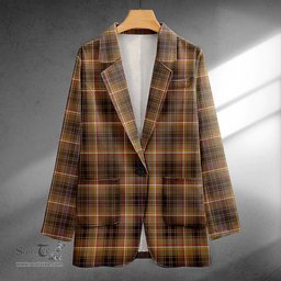 ScotsTee Shop Campbell Marquis of Lorne Weathered 2 Clan Crest Casual Tartan Flat Lapel Collar Blazer Tartan Blazer Cotton