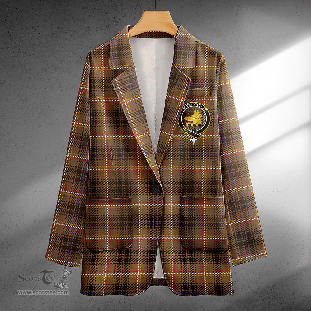 ScotsTee Shop Campbell Marquis of Lorne Weathered 2 Clan Crest Casual Tartan Flat Lapel Collar Blazer Tartan Blazer Cotton