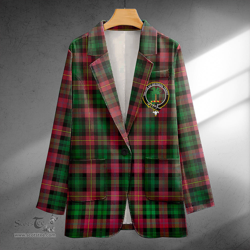 ScotsTee Shop Cairns of Finavon Ancient Clan Crest Casual Tartan Flat Lapel Collar Blazer Tartan Blazer Cotton