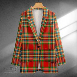 ScotsTee Shop Chattan Ancient Clan Crest Casual Tartan Flat Lapel Collar Blazer Tartan Blazer Cotton