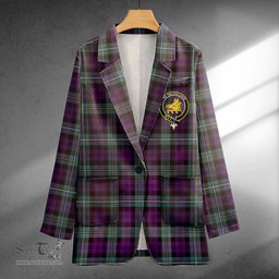 ScotsTee Shop Campbell of Loudon (Campbell Louden) Weathered 2 Clan Crest Casual Tartan Flat Lapel Collar Blazer Tartan Blazer Cotton