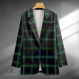 ScotsTee Shop Campbell of Loudon (Campbell Louden) Modern 2 Clan Crest Casual Tartan Flat Lapel Collar Blazer Tartan Blazer Cotton