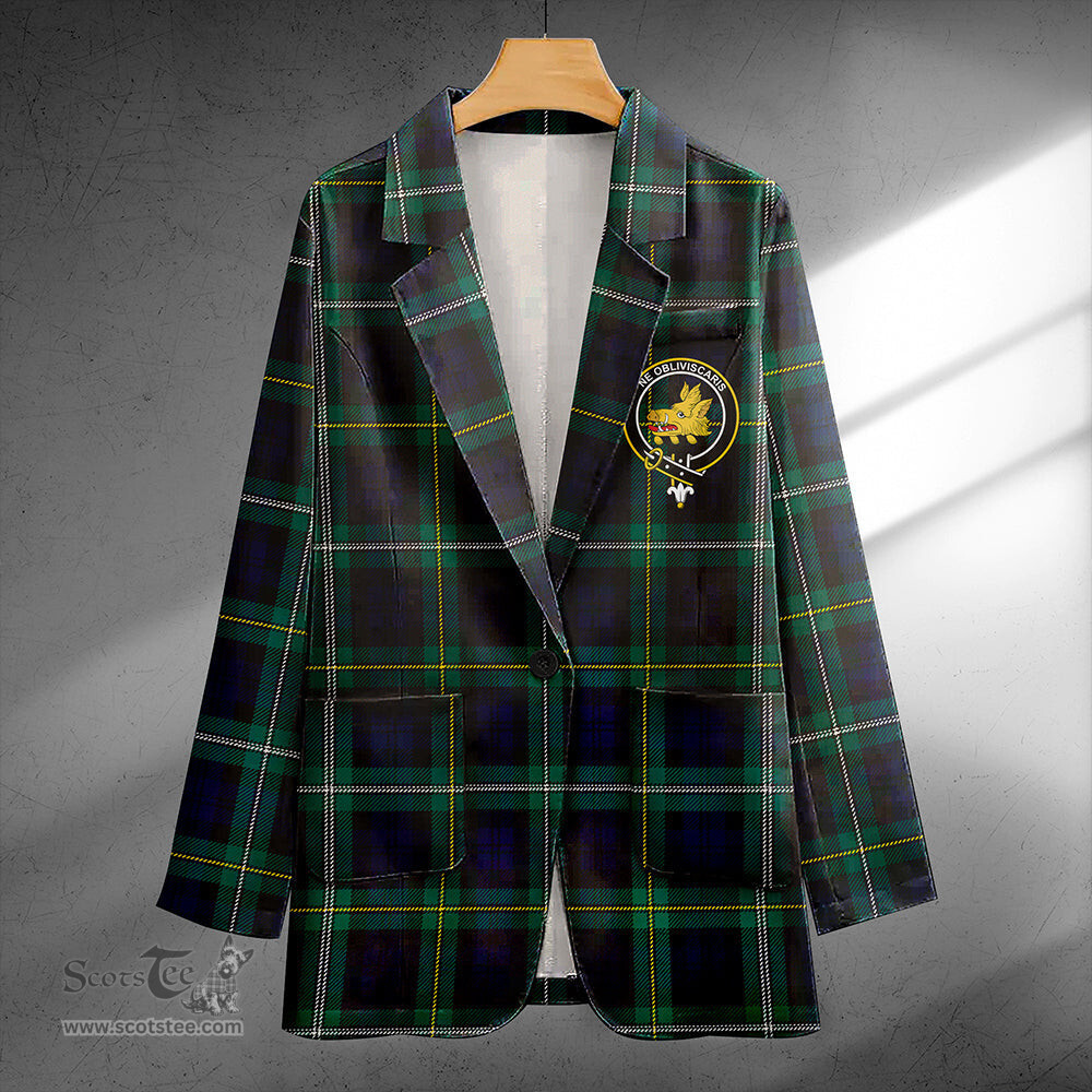 ScotsTee Shop Campbell of Loudon (Campbell Louden) Modern 2 Clan Crest Casual Tartan Flat Lapel Collar Blazer Tartan Blazer Cotton