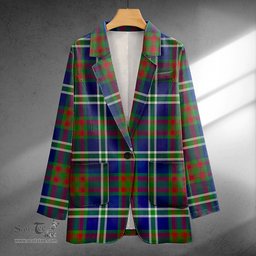 ScotsTee Shop Cathcart Modern Clan Crest Casual Tartan Flat Lapel Collar Blazer Tartan Blazer Cotton