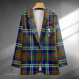 ScotsTee Shop Cathcart Modern Clan Crest Casual Tartan Flat Lapel Collar Blazer Tartan Blazer Cotton
