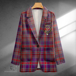 ScotsTee Shop Carnegie Weathered Clan Crest Casual Tartan Flat Lapel Collar Blazer Tartan Blazer Cotton
