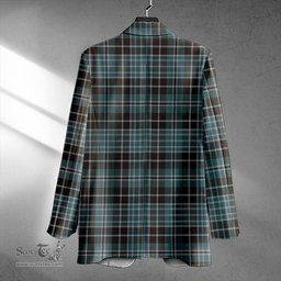 ScotsTee Shop Clark (Clergy) Weathered Clan Crest Casual Tartan Flat Lapel Collar Blazer Tartan Blazer Cotton