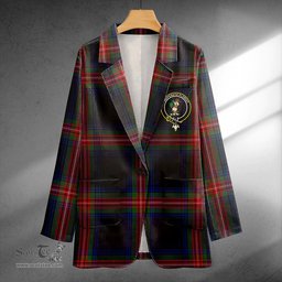 ScotsTee Shop Braveheart Warrior (Wate #2) Modern Clan Crest Casual Tartan Flat Lapel Collar Blazer Tartan Blazer Cotton