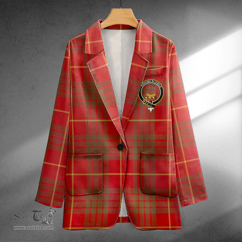 ScotsTee Shop Cameron Weathered 2 Clan Crest Casual Tartan Flat Lapel Collar Blazer Tartan Blazer Cotton