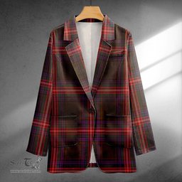 ScotsTee Shop Braveheart Warrior (Watson #2) Weathered Clan Crest Casual Tartan Flat Lapel Collar Blazer Tartan Blazer Cotton