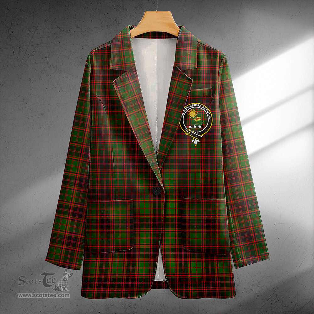 ScotsTee Shop Buchan Modern Clan Crest Casual Tartan Flat Lapel Collar Blazer Tartan Blazer Cotton