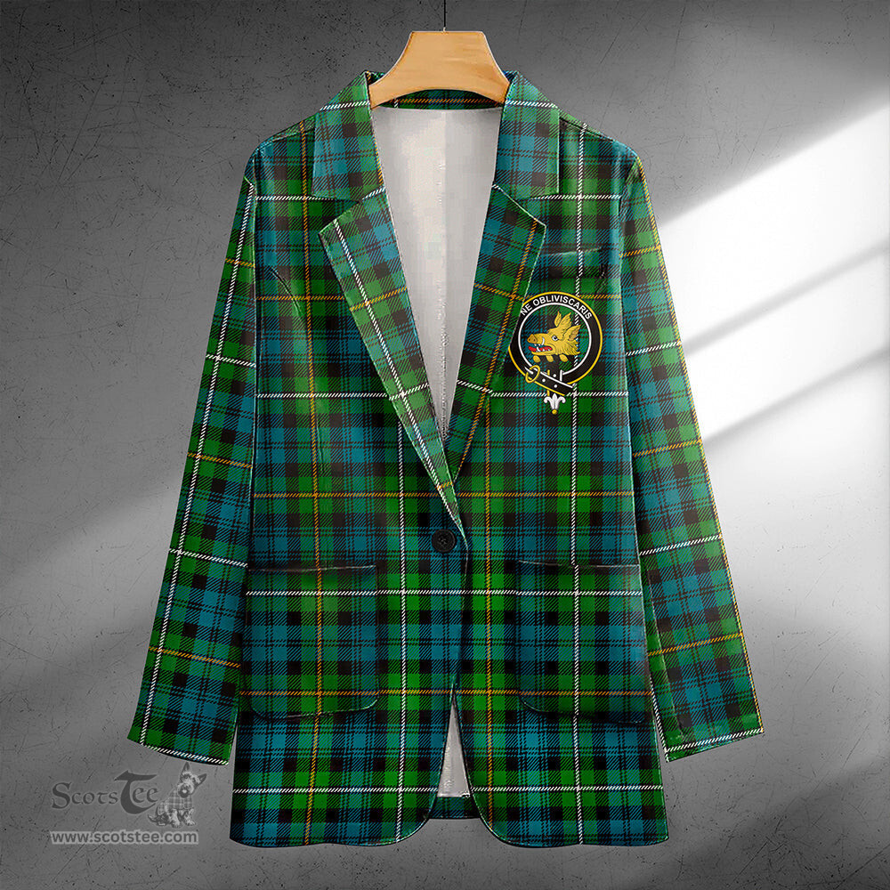 ScotsTee Shop Campbell of Argyll Ancient 2 Clan Crest Casual Tartan Flat Lapel Collar Blazer Tartan Blazer Cotton