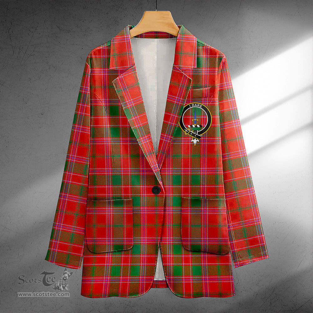 ScotsTee Shop Dalziel Ancient Clan Crest Casual Tartan Flat Lapel Collar Blazer Tartan Blazer Cotton