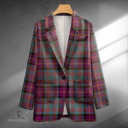 ScotsTee Shop Cochrane (Cochran) Weathered Clan Crest Casual Tartan Flat Lapel Collar Blazer Tartan Blazer Cotton