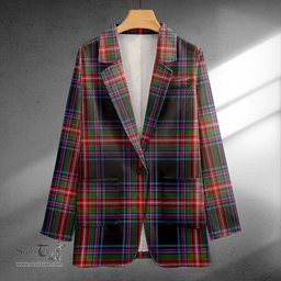ScotsTee Shop Braveheart Warrior (Watt #2) Ancient Clan Crest Casual Tartan Flat Lapel Collar Blazer Tartan Blazer Cotton