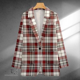 ScotsTee Shop Dunbar Plaid Clan Crest Casual Tartan Flat Lapel Collar Blazer Tartan Blazer Cotton