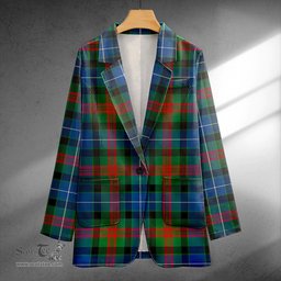 ScotsTee Shop Curry (Currie) Modern Clan Crest Casual Tartan Flat Lapel Collar Blazer Tartan Blazer Cotton