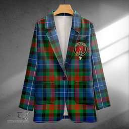 ScotsTee Shop Curry (Currie) Modern Clan Crest Casual Tartan Flat Lapel Collar Blazer Tartan Blazer Cotton