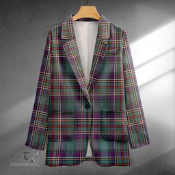 ScotsTee Shop Cockburn (Coburn) Weathered Clan Crest Casual Tartan Flat Lapel Collar Blazer Tartan Blazer Cotton