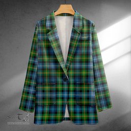 ScotsTee Shop Dyce Ancient Clan Crest Casual Tartan Flat Lapel Collar Blazer Tartan Blazer Cotton