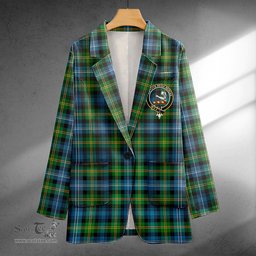 ScotsTee Shop Dyce Ancient Clan Crest Casual Tartan Flat Lapel Collar Blazer Tartan Blazer Cotton