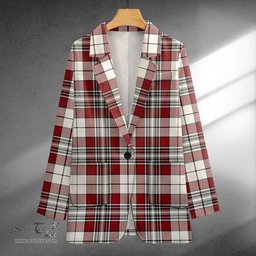 ScotsTee Shop Dunbar Plaid Weathered Clan Crest Casual Tartan Flat Lapel Collar Blazer Tartan Blazer Cotton