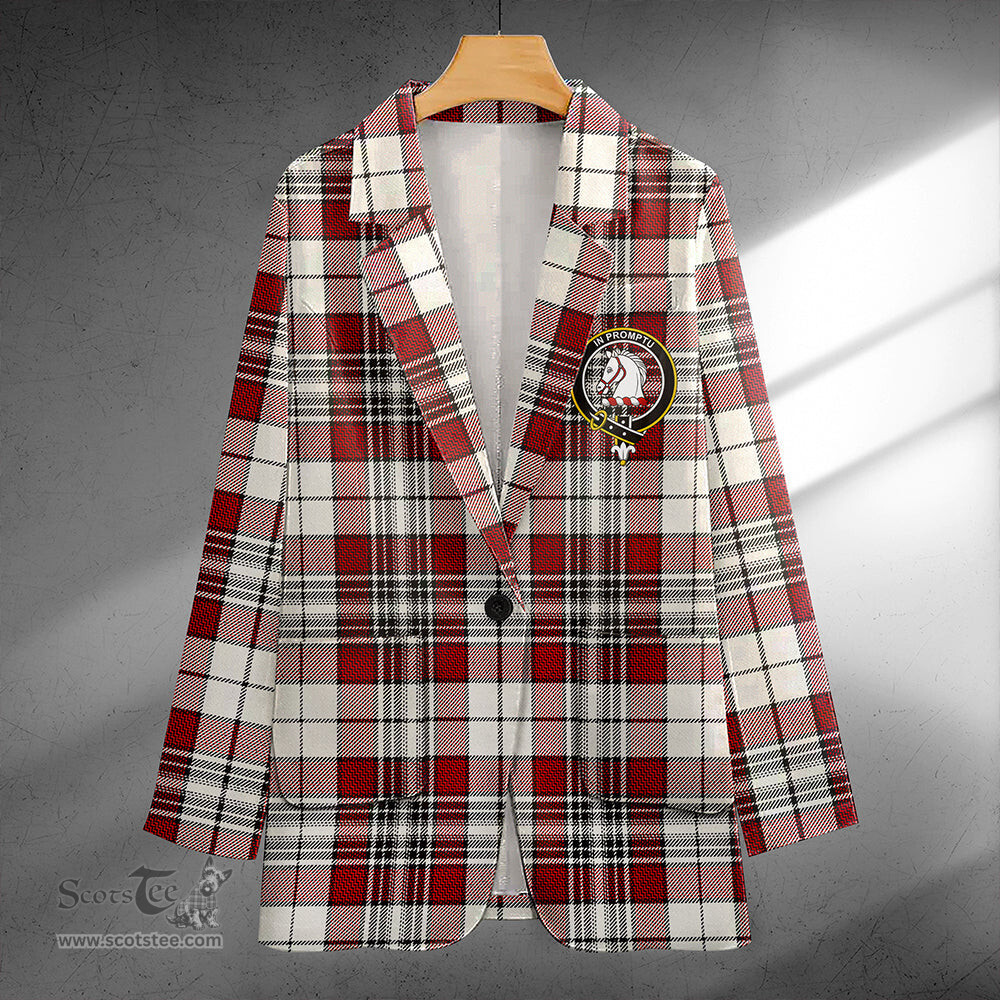 ScotsTee Shop Dunbar Plaid Weathered Clan Crest Casual Tartan Flat Lapel Collar Blazer Tartan Blazer Cotton