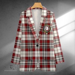 ScotsTee Shop Dunbar Plaid Weathered Clan Crest Casual Tartan Flat Lapel Collar Blazer Tartan Blazer Cotton