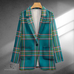 ScotsTee Shop Crichton (Creighton) Ancient Clan Crest Casual Tartan Flat Lapel Collar Blazer Tartan Blazer Cotton