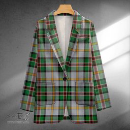 ScotsTee Shop Dinwoodie Modern Clan Crest Casual Tartan Flat Lapel Collar Blazer Tartan Blazer Cotton
