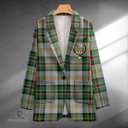 ScotsTee Shop Dinwoodie Modern Clan Crest Casual Tartan Flat Lapel Collar Blazer Tartan Blazer Cotton