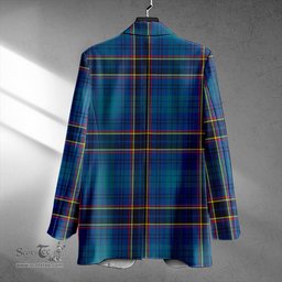 ScotsTee Shop Dempster Modern Clan Crest Casual Tartan Flat Lapel Collar Blazer Tartan Blazer Cotton