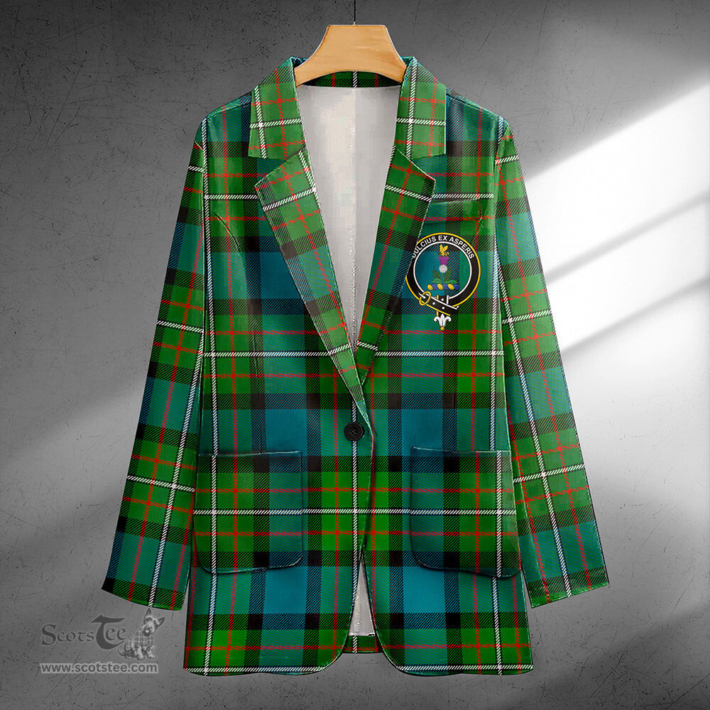 ScotsTee Shop Ferguson Ancient Clan Crest Casual Tartan Flat Lapel Collar Blazer Tartan Blazer Cotton