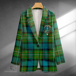 ScotsTee Shop Ferguson Ancient Clan Crest Casual Tartan Flat Lapel Collar Blazer Tartan Blazer Cotton