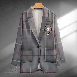 ScotsTee Shop Dunbar of Pitgaveny Weathered Clan Crest Casual Tartan Flat Lapel Collar Blazer Tartan Blazer Cotton