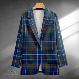 ScotsTee Shop Edmonstone Weathered Clan Crest Casual Tartan Flat Lapel Collar Blazer Tartan Blazer Cotton
