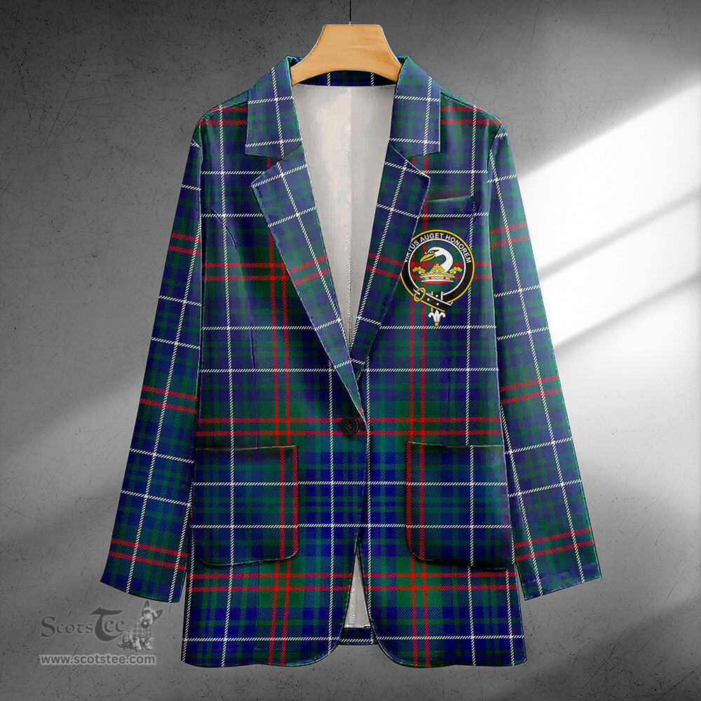 ScotsTee Shop Edmonstone Weathered Clan Crest Casual Tartan Flat Lapel Collar Blazer Tartan Blazer Cotton