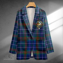 ScotsTee Shop Edmonstone Weathered Clan Crest Casual Tartan Flat Lapel Collar Blazer Tartan Blazer Cotton