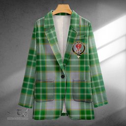 ScotsTee Shop Currie Modern Clan Crest Casual Tartan Flat Lapel Collar Blazer Tartan Blazer Cotton
