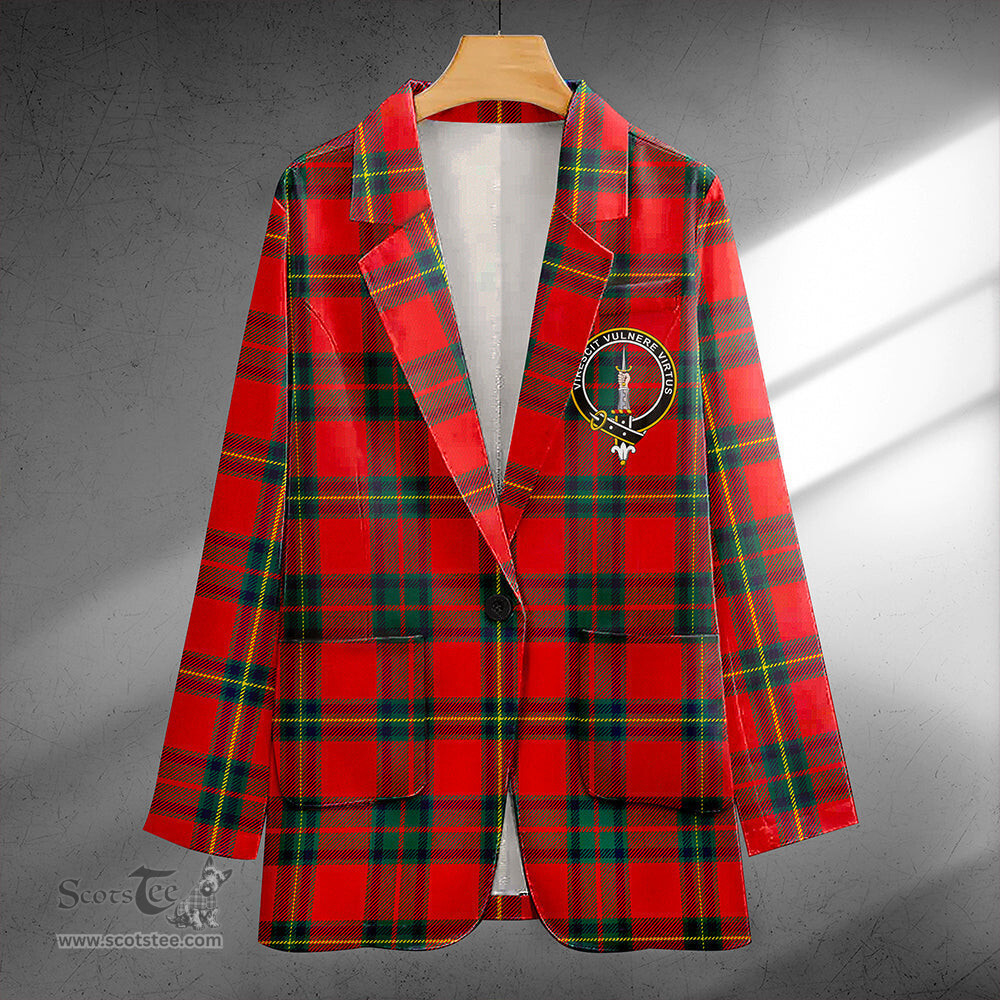 ScotsTee Shop Cruikshank Modern Clan Crest Casual Tartan Flat Lapel Collar Blazer Tartan Blazer Cotton
