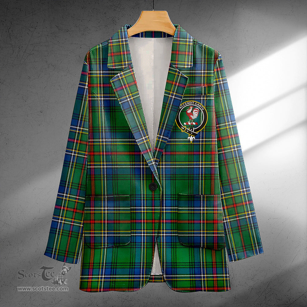 ScotsTee Shop Cockburn (Coburn) Modern Clan Crest Casual Tartan Flat Lapel Collar Blazer Tartan Blazer Cotton