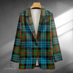 ScotsTee Shop Fletcher of Dunans Weathered Clan Crest Casual Tartan Flat Lapel Collar Blazer Tartan Blazer Cotton