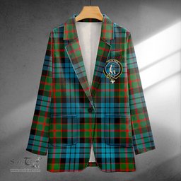 ScotsTee Shop Fletcher of Dunans Weathered Clan Crest Casual Tartan Flat Lapel Collar Blazer Tartan Blazer Cotton