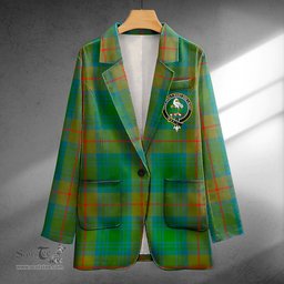 ScotsTee Shop Cranston Ancient Clan Crest Casual Tartan Flat Lapel Collar Blazer Tartan Blazer Cotton