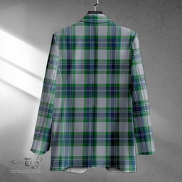 ScotsTee Shop Fraser Arisaid Green Clan Crest Casual Tartan Flat Lapel Collar Blazer Tartan Blazer Cotton