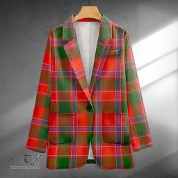 ScotsTee Shop Dalzell Clan Crest Casual Tartan Flat Lapel Collar Blazer Tartan Blazer Cotton