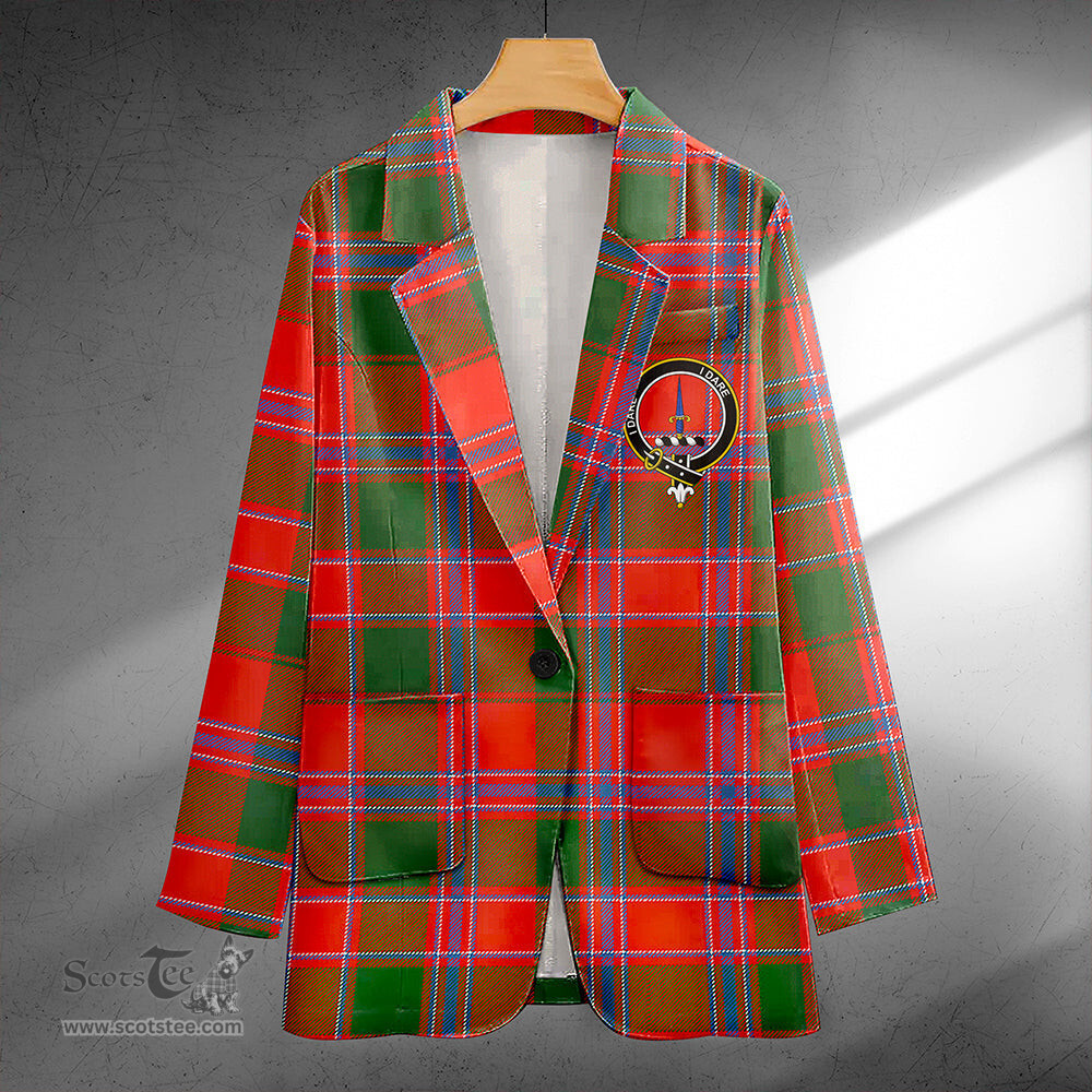 ScotsTee Shop Dalzell Clan Crest Casual Tartan Flat Lapel Collar Blazer Tartan Blazer Cotton