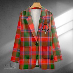 ScotsTee Shop Dalzell Clan Crest Casual Tartan Flat Lapel Collar Blazer Tartan Blazer Cotton